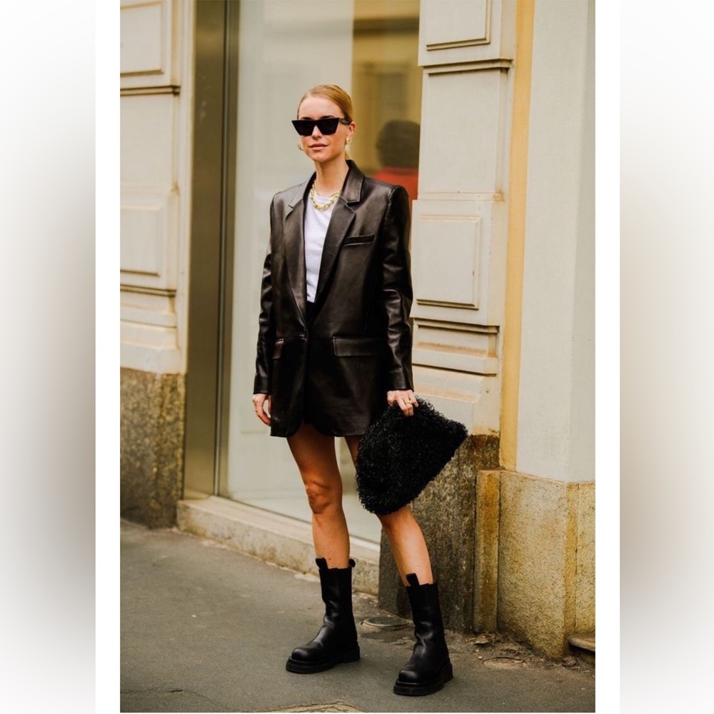 Zara Faux Leather Blazer M - Picture 4 of 10
